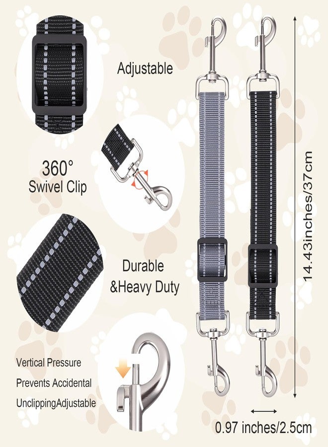 ElevateTech 2Pcs Dog Collar Safety Clip, Adjustable Double Ended Backup Clasp Leash Connector Gentle Leader Suitable Dog Harness Small Dogs Collar Walking Running Training Travel (Black Gray) - Image 2